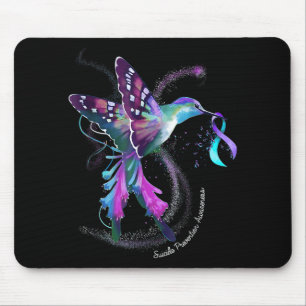 Tapis De Souris Hummingbird Purple Ribbon Prévention du suicide