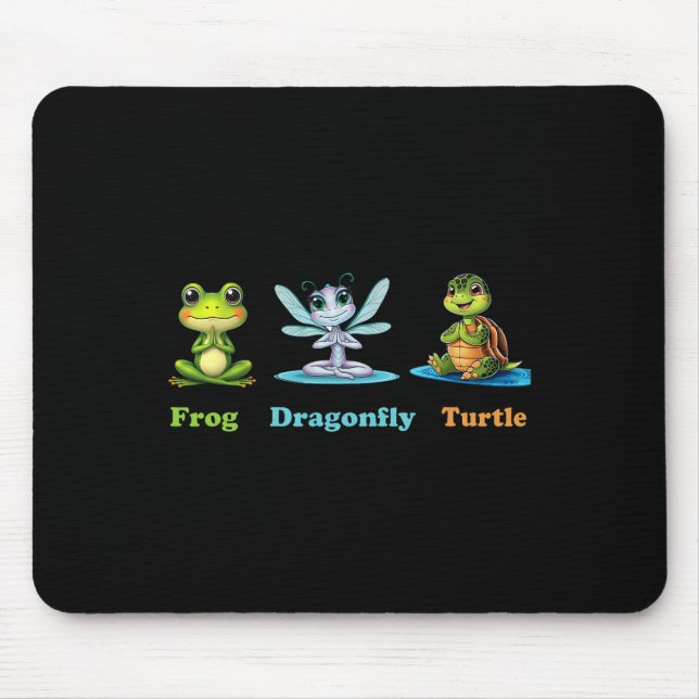 Tapis De Souris Humour politique subtil Grenouille libellule Yoga (Devant)