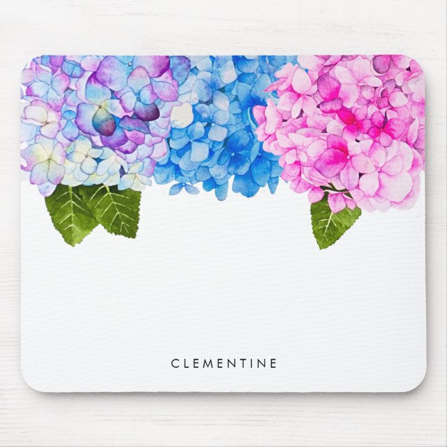 Tapis De Souris Hydrangea| Ajouter un nom (Devant)
