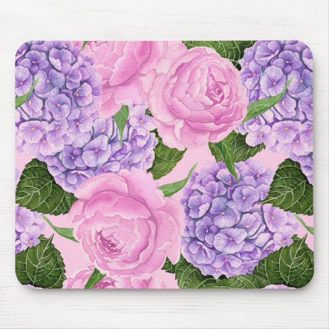 Tapis De Souris Hydrangea et motif de pivoine (Devant)