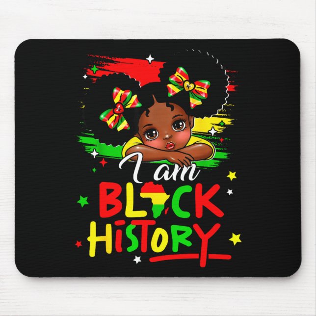 Tapis De Souris I Am Black History Afro Girl Little Melanin Prince (Devant)