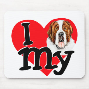 Tapis De Souris I (coeur) mon Saint Bernard