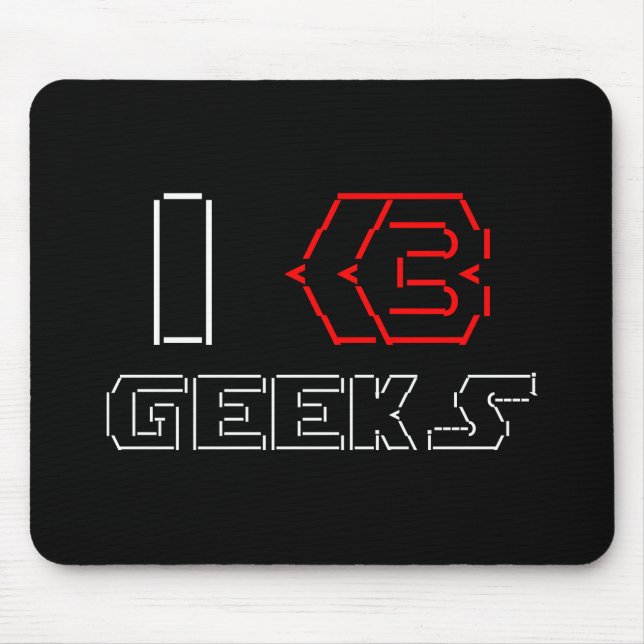 Tapis De Souris I Heart Geek ASCII ART (Devant)