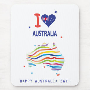Tapis De Souris "I LOVE AUSTRALIA" Australia Day 26 janvier