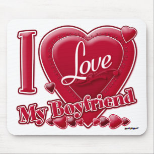 Tapis De Souris I Love My Boyfriend rouge - coeur