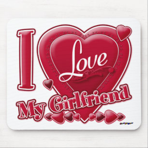 Tapis De Souris I Love My Girlfriend rouge - coeur