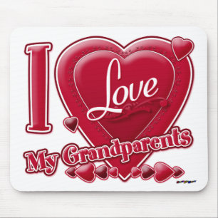 Tapis De Souris I Love My Grand-parents coeur rouge - photo