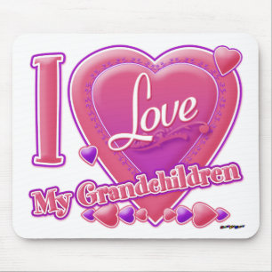 Tapis De Souris I Love My Grandchildren rose/violet - coeur