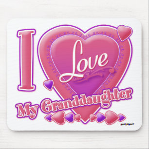 Tapis De Souris I Love My Grandgirl rose/violet - coeur