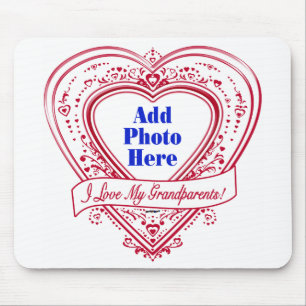 Tapis De Souris I Love My Grandparents ! Photo Red Hearts
