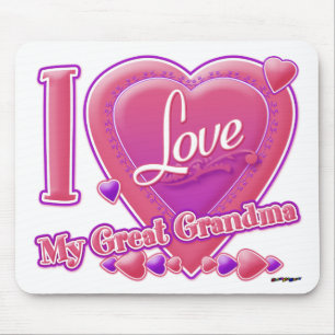 Tapis De Souris I Love My Great Grandma rose/violet - coeur