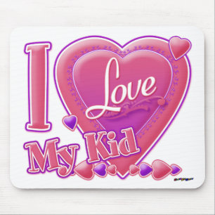 Tapis De Souris I Love My Kid rose/violet - coeur