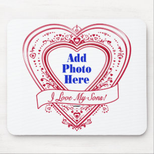 Tapis De Souris I Love My Sons ! Photo Red Hearts