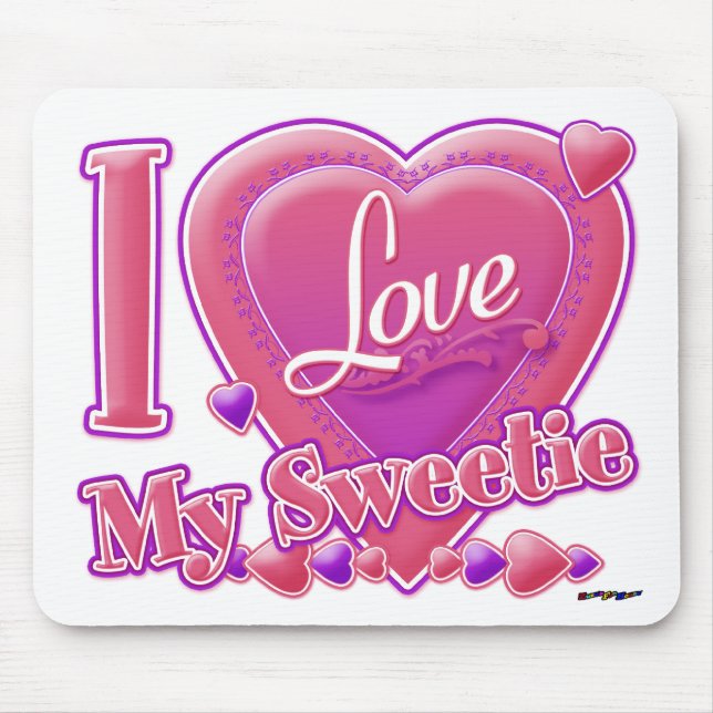 Tapis De Souris I Love My Sweetie rose/violet - coeur (Devant)