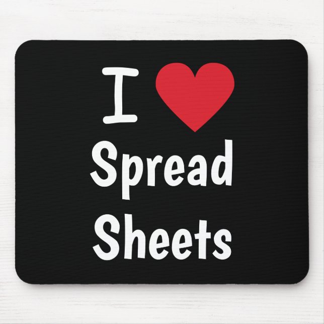 Tapis De Souris I Love Spreadsheet Classic Black and Red Gift (Devant)