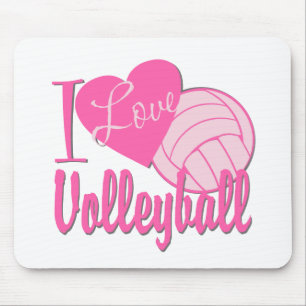 Tapis De Souris I Love Volleyball rose
