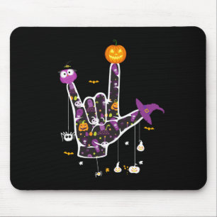 Tapis De Souris I Love You Asl Halloween Langue des signes Hallowe