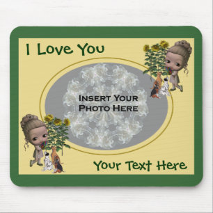 Tapis De Souris I Love You Girl Puppies Ajouter Photo Mousepad