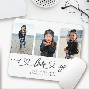 Tapis De Souris I Love You Modern Heart Script Photo Collage