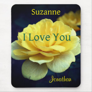 Tapis De Souris I Love You Yellow Rose Personnalisé