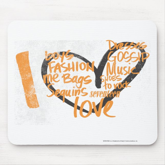 Tapis De Souris I orange de graffiti de coeur (Devant)