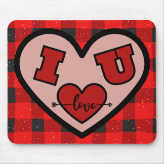 Tapis De Souris I ♥ U I Love You Buffalo Plaid Mousepad