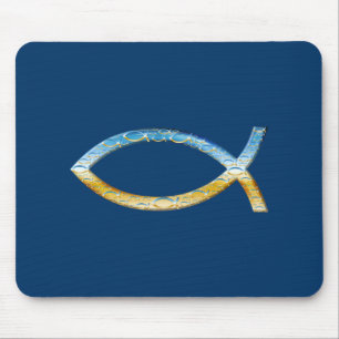 Tapis De Souris Ichthus - Symbole de poisson chrétien Ciel & Terr