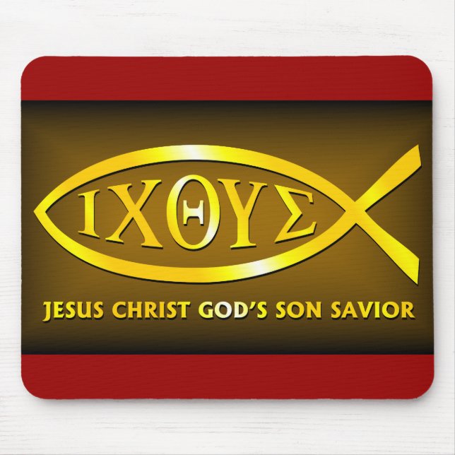 Tapis De Souris ICHTHUS : Symbole de poissons de Jésus (Devant)