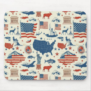 Tapis De Souris Icônes patriotiques - Statue de la Liberté, Drapea