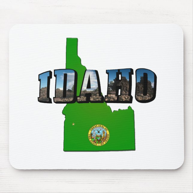 Tapis De Souris Idaho Carte, sceau et texte de l'image (Devant)