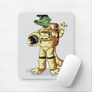 Tapis De Souris Iguanodon Habillé Dans Un Spacesuit Cosmonaute.