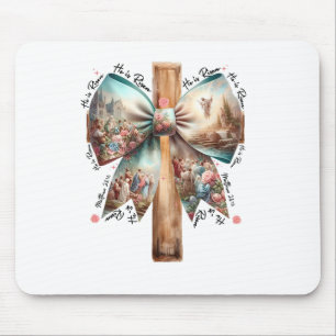 Tapis De Souris Il Est Ressuscité Jésus Coquette Bow Croix de Pâqu