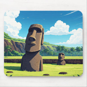 Tapis De Souris Île de Pâques Chili Moai Voyage