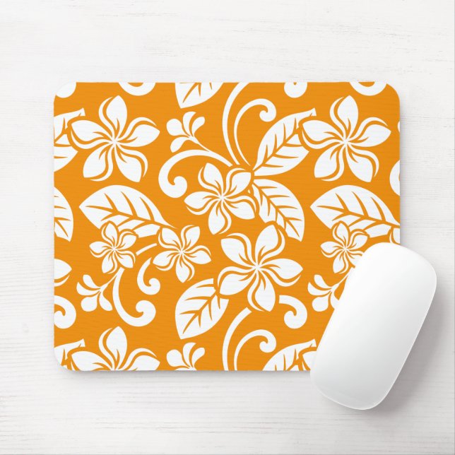 TAPIS DE SOURIS ÎLE PLUMERIA (ORANGE) (Avec souris)