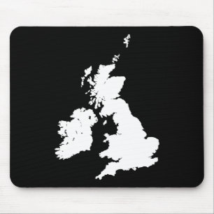 Tapis De Souris Îles britanniques - Blanc sur Noir
