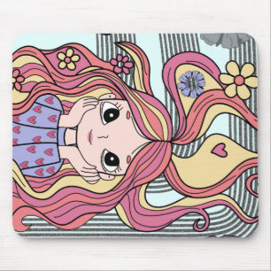Tapis De Souris Illustration aquarelle de vigne florale pastel et