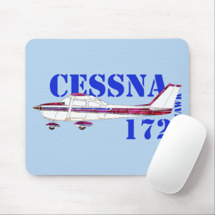 Tapis De Souris Illustration Cessna 172 Skyhawk Texte Gras Design