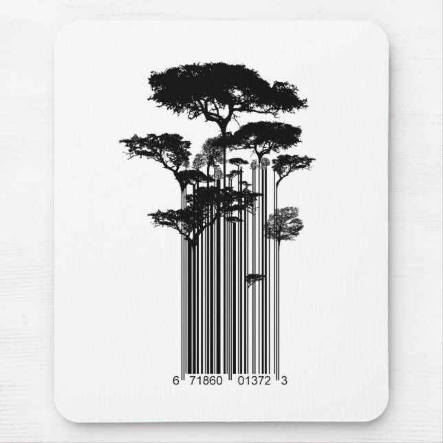 Tapis De Souris Illustration d'arbres de code barres de style de (Devant)