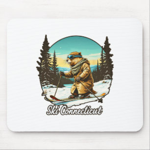 Tapis De Souris Illustration de castor de ski adorable Connectez-v