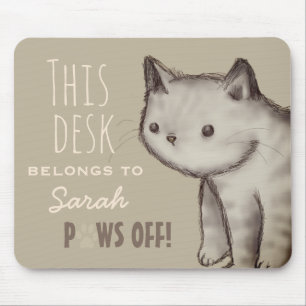 Tapis De Souris Illustration de chat mignon personnalisée - Éteins