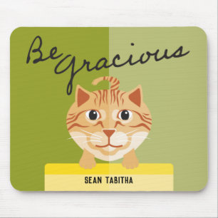 Tapis De Souris Illustration de chat simple Soyez vert Gracieux
