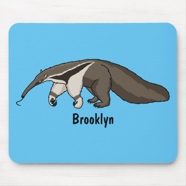 Tapis De Souris Illustration de dessin animé d'Anteater happy (Devant)