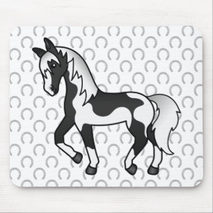 Tapis De Souris Illustration de dessin animé de cheval trottant Pi
