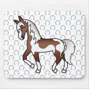 Tapis De Souris Illustration de dessin animé de cheval trottant Pi
