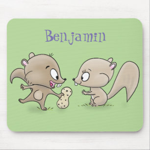 Tapis De Souris Illustration de dessin animé de petits écureuils d