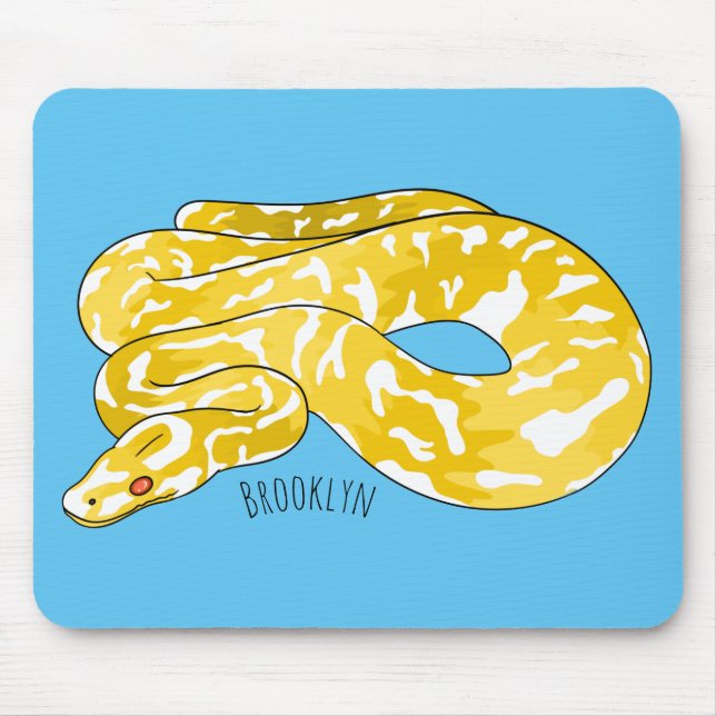 Tapis De Souris illustration de dessin animé de serpent python bir (Devant)