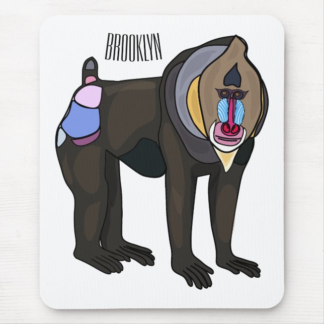 Tapis De Souris Illustration de dessin animé Mandrill (Devant)