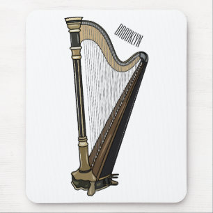 Tapis De Souris Illustration de dessin animé sur la harpe