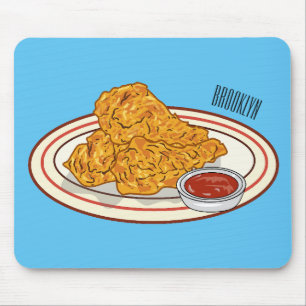 Tapis De Souris Illustration de dessin animé sur le poulet frit