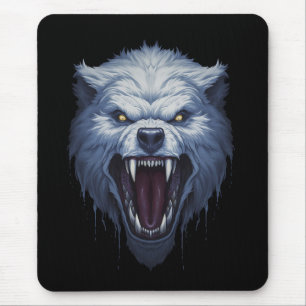 Tapis De Souris Illustration de fantasy sombre de tête de loup bla